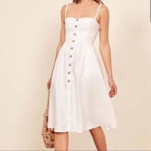 Reformation linen dress with buttons